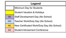 District School Academic Calendar Legend for Chabot Elementary