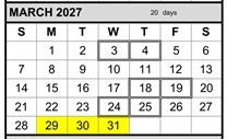 District School Academic Calendar for Chabot Elementary for March 2027