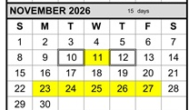 District School Academic Calendar for Chabot Elementary for November 2026