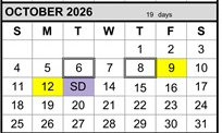 District School Academic Calendar for Chabot Elementary for October 2026