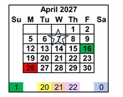 District School Academic Calendar for Mesa Elementary for April 2027