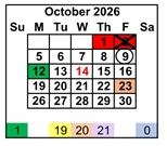 District School Academic Calendar for Mesa Elementary for October 2026