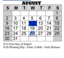 District School Academic Calendar for Endeavor Alternative for August 2026