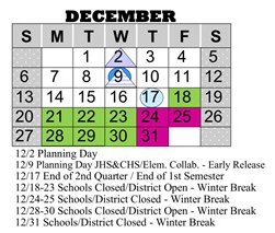 District School Academic Calendar for Endeavor Alternative for December 2026