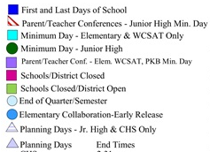 District School Academic Calendar Legend for Endeavor Alternative