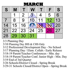 District School Academic Calendar for Endeavor Alternative for March 2027