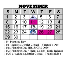 District School Academic Calendar for Endeavor Alternative for November 2026