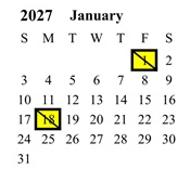 District School Academic Calendar for Chaffey High for January 2027