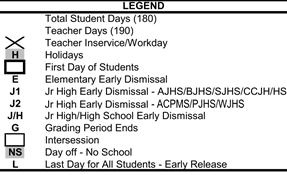 District School Academic Calendar Legend for Navarrete Elementary