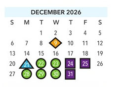 District School Academic Calendar for Devonshire Elementary for December 2026