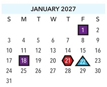District School Academic Calendar for Devonshire Elementary for January 2027