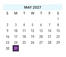 District School Academic Calendar for Devonshire Elementary for May 2027
