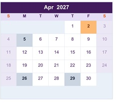 District School Academic Calendar for Chelsea High School for April 2027
