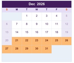District School Academic Calendar for Chelsea High School for December 2026