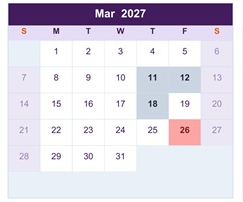 District School Academic Calendar for Chelsea High School for March 2027