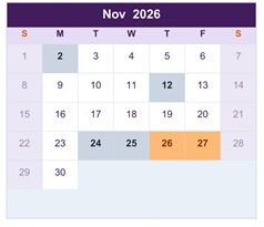 District School Academic Calendar for Chelsea High School for November 2026