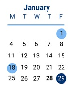 District School Academic Calendar for Thurgood Marshall Elem for January 2027