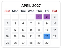 District School Academic Calendar for Midlothian High for April 2027