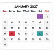 District School Academic Calendar for Midlothian High for January 2027