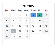 District School Academic Calendar for Midlothian High for June 2027