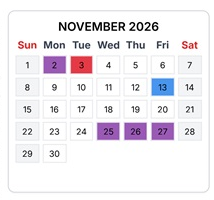 District School Academic Calendar for Midlothian High for November 2026