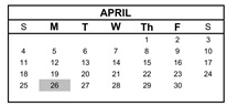District School Academic Calendar for Oakdale for April 2027