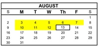 District School Academic Calendar for Oakdale for August 2026