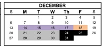 District School Academic Calendar for Oakdale for December 2026