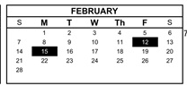District School Academic Calendar for Oakdale for February 2027
