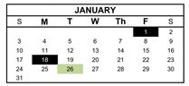 District School Academic Calendar for Oakdale for January 2027