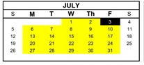 District School Academic Calendar for Oakdale for July 2026