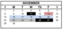 District School Academic Calendar for Oakdale for November 2026