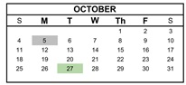 District School Academic Calendar for Oakdale for October 2026