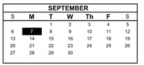 District School Academic Calendar for Oakdale for September 2026
