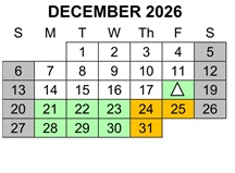 District School Academic Calendar for Boys Republic High for December 2026