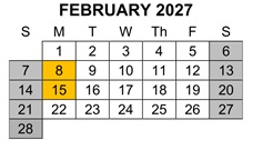 District School Academic Calendar for Boys Republic High for February 2027