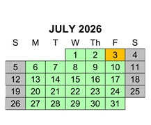 District School Academic Calendar for Boys Republic High for July 2026