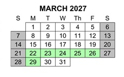 District School Academic Calendar for Boys Republic High for March 2027
