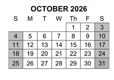 District School Academic Calendar for Boys Republic High for October 2026