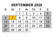 District School Academic Calendar for Boys Republic High for September 2026