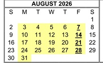 District School Academic Calendar for Corky Mcmillin Elementary for August 2026