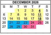 District School Academic Calendar for Corky Mcmillin Elementary for December 2026