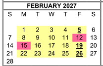District School Academic Calendar for Corky Mcmillin Elementary for February 2027