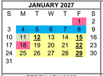District School Academic Calendar for Corky Mcmillin Elementary for January 2027