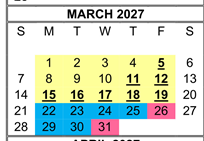 District School Academic Calendar for Corky Mcmillin Elementary for March 2027