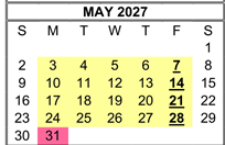 District School Academic Calendar for Corky Mcmillin Elementary for May 2027