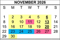 District School Academic Calendar for Corky Mcmillin Elementary for November 2026