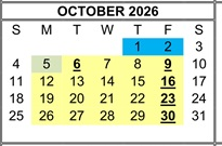 District School Academic Calendar for Corky Mcmillin Elementary for October 2026