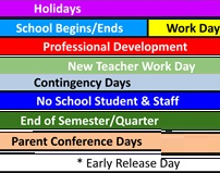 District School Academic Calendar Legend for Northside Elementary School