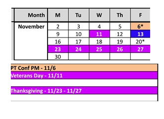District School Academic Calendar for Northside Elementary School for November 2026